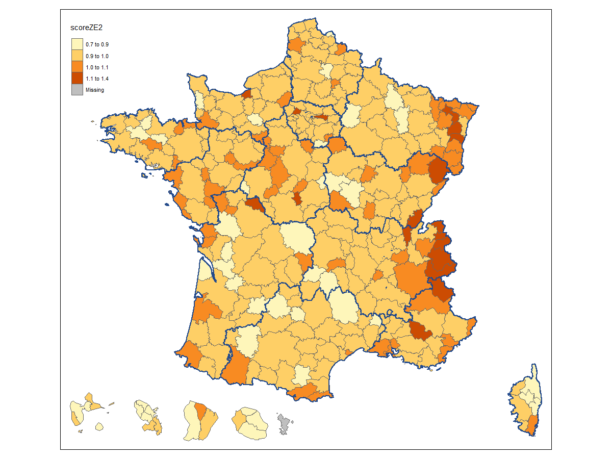 Figure 2 – Indice composite d’exposition des territoires face au risque de perte d’emplois lié à la crise
