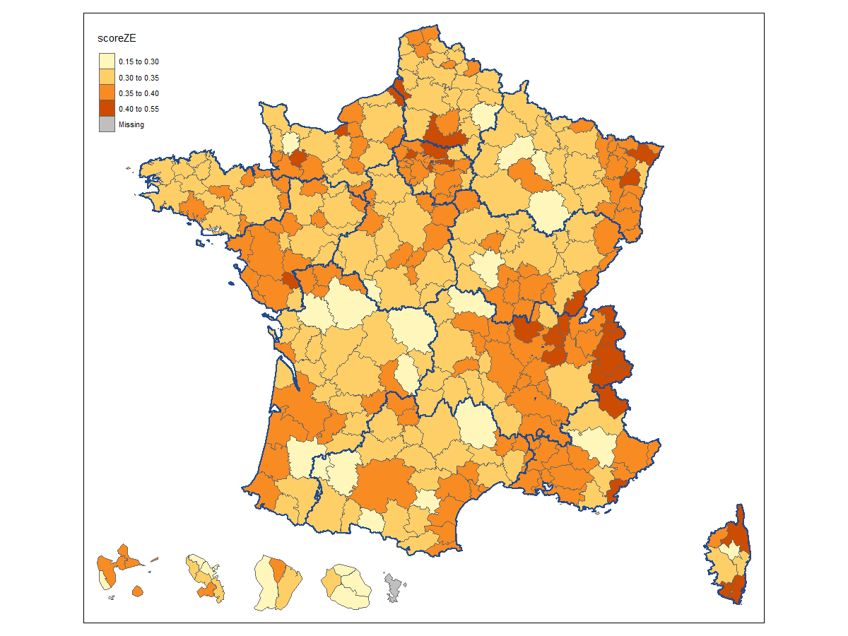 Figure 3 – Indice d’exposition moyenne durant le confinement (mesuré à partir des données d’activité partielle)